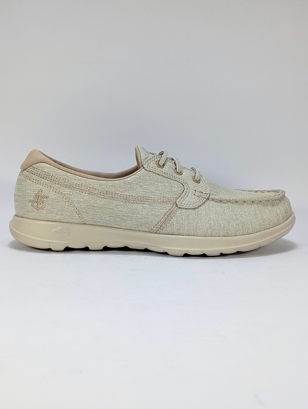 Skechers GO Walk Lite Isla Womens 8.5 Wide Fit Taupe Beige Slip On Boat Shoes